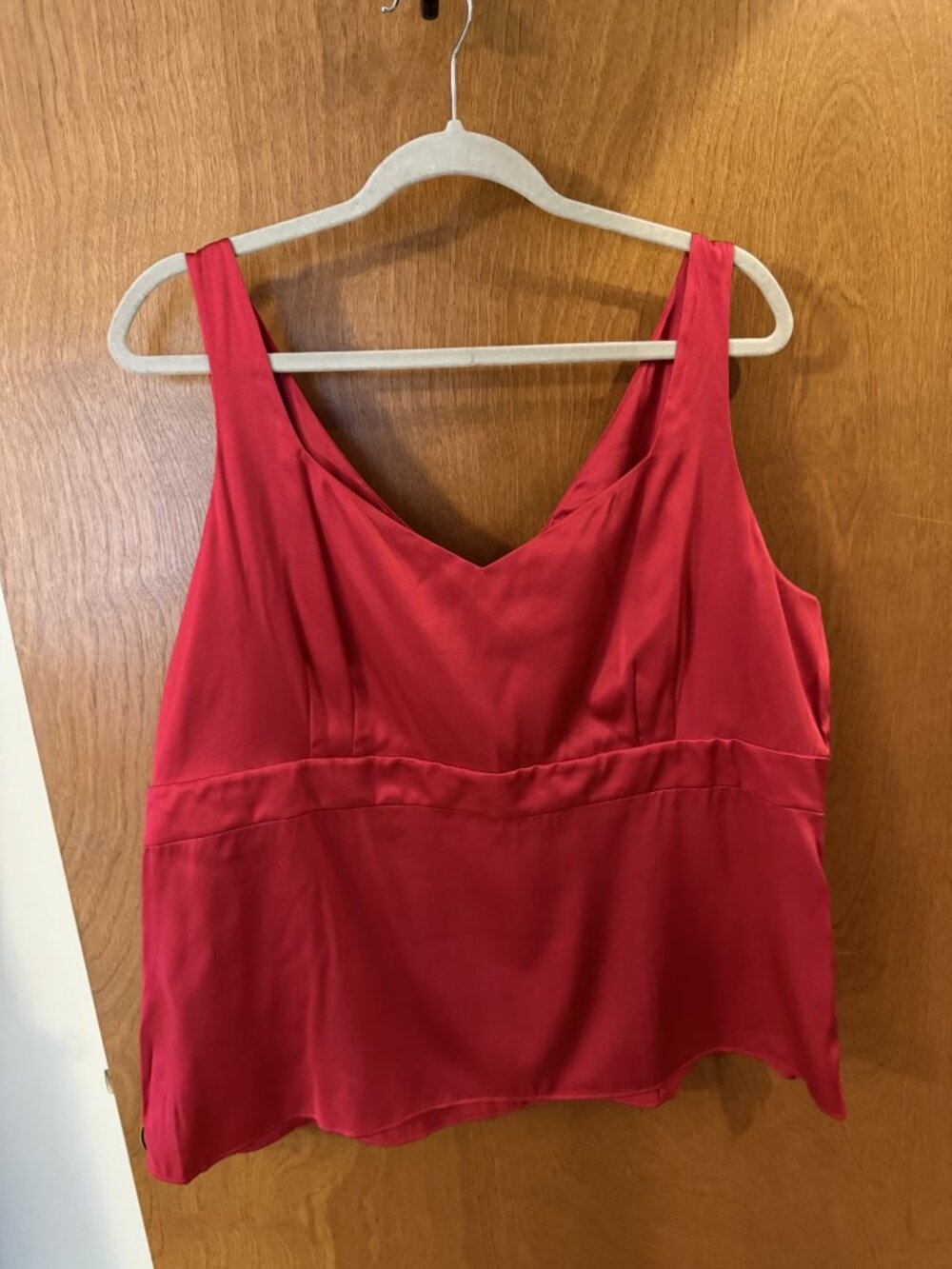 Talbots Women's Stretch 94% Silk Tank Top Sleeveless Solid Lined Red 1X 2X Zip